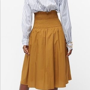 Smocked-waist cotton poplin midi skirt convertible dress